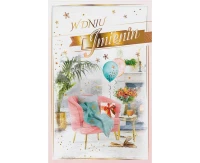 Name Day Card, Salon, balloons, 13x20,5 cm